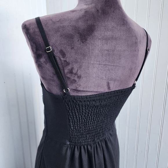 NWT Japna Women's Black Linen Rayon Tank Dress Smocked Back Sz S - Picture 6 of 13